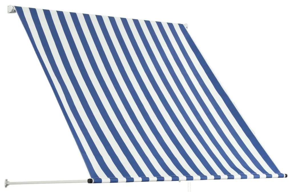 Tenda da Sole Retrattile 100x150 cm Blu e Bianco