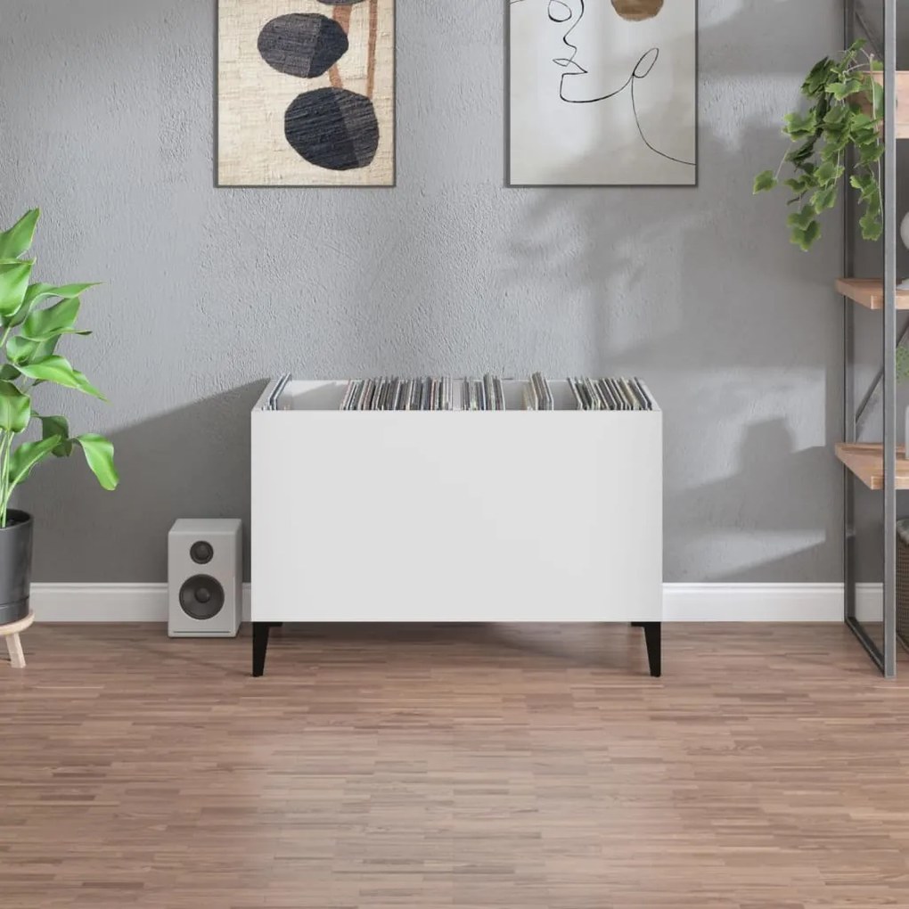 Mobile porta dischi bianco 74,5x38x48 cm in legno multistrato