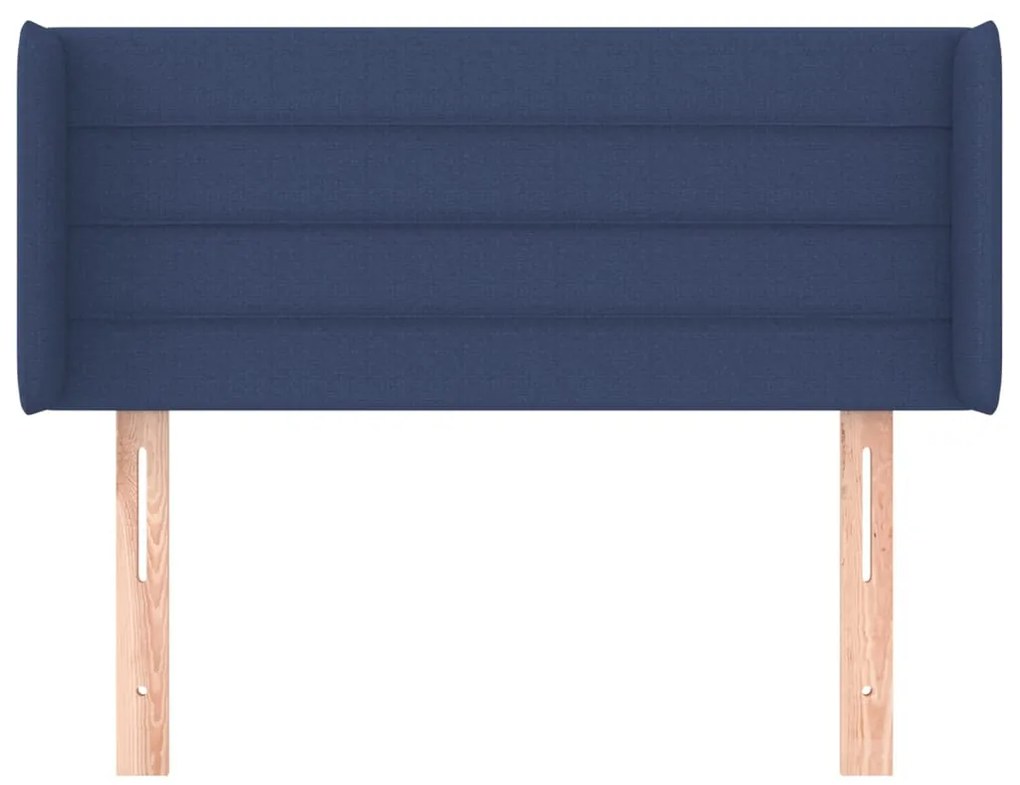 Testiera ad orecchio blu 93x16x78/88cm in tessuto