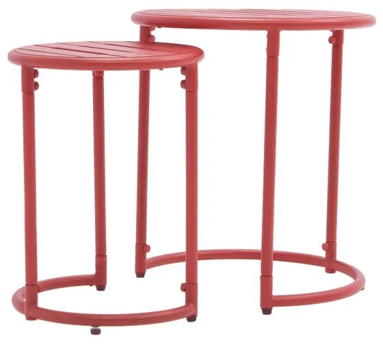 Tavolo a nido d'ape in acciaio con piano in metallo rosso Ø41cm