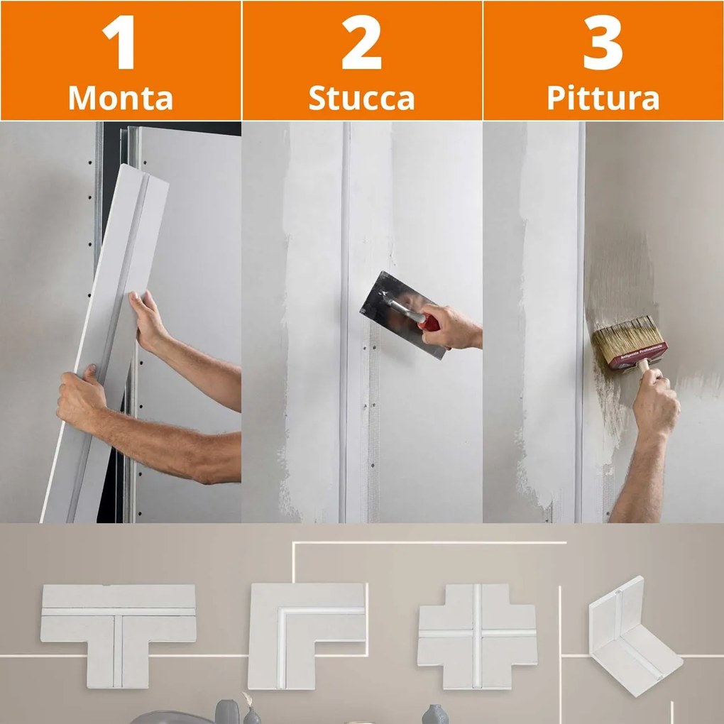 Cartongesso con Profilo in alluminio Integrato - Taglio di Luce LED Variante Lunghezza 1 Metro