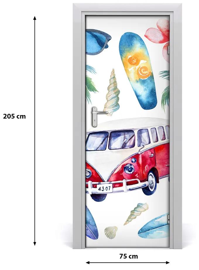 Adesivo per porta Set di surfisti 75x205 cm