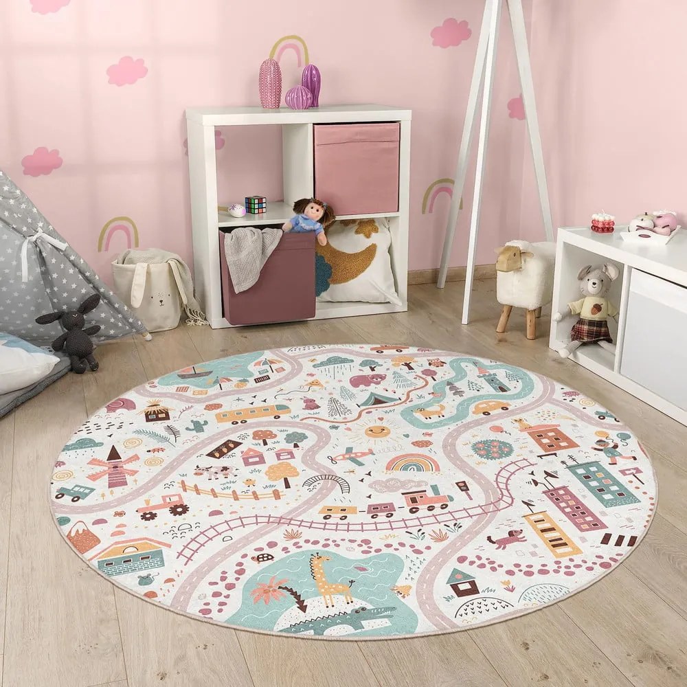 Tappeto da gioco per bambini lavabile ø120 cm Furry World – Mila Home