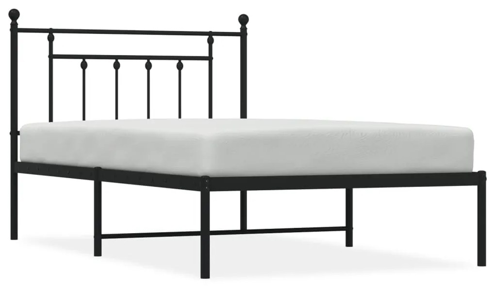 Giroletto con testiera in metallo nero 107x203 cm