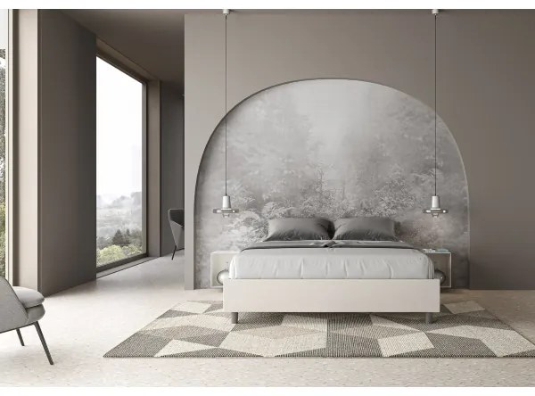 Letto matrimoniale contenitore imbottito 160x200 similpelle bianco Azelia