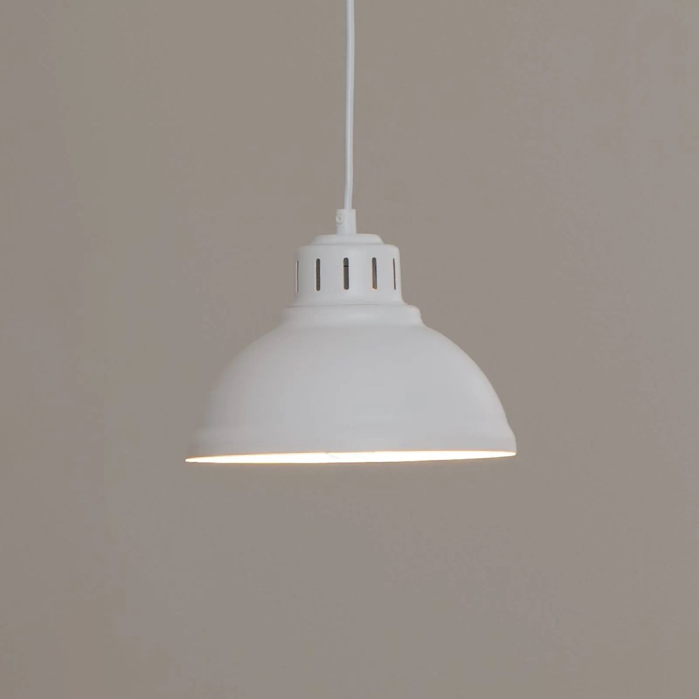 Luminex Lampada a sospensione Sven, a 1 luce, bianco, acciaio, E27