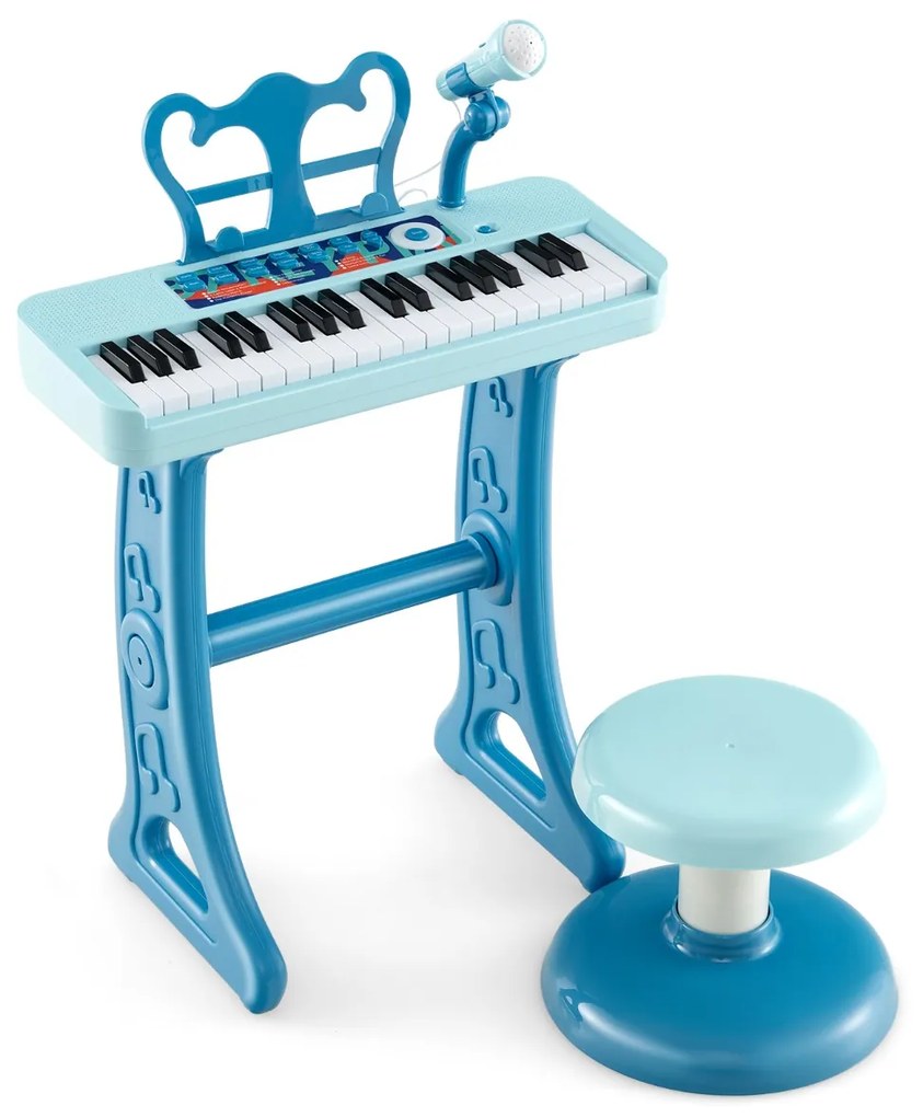 Costway Pianoforte per bambini a 37 tasti con microfono regolabile e leggio rimovibile, Strumento musicale elettronico 3 Colori