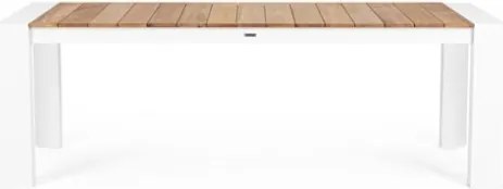 Tavolo Da Esterno In Alluminio Piano In Teak Allungabile 100x228/294 Cm Cameron Bianco Bizzotto