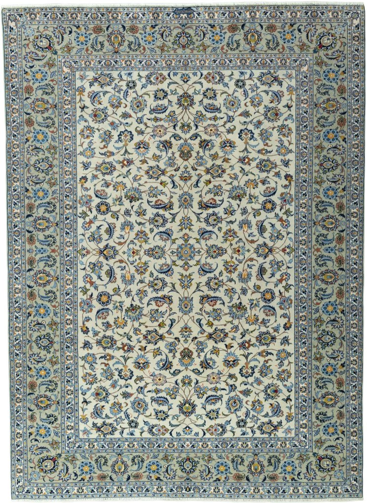 Kashan Tappeto 230 x 310 Verde (Iran) Annodato A Mano