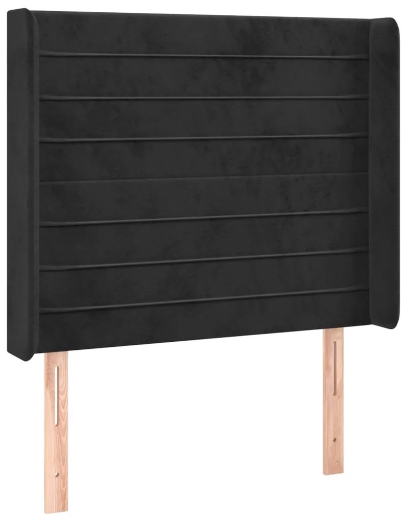 Testiera a led nero 93x16x118/128 cm in velluto