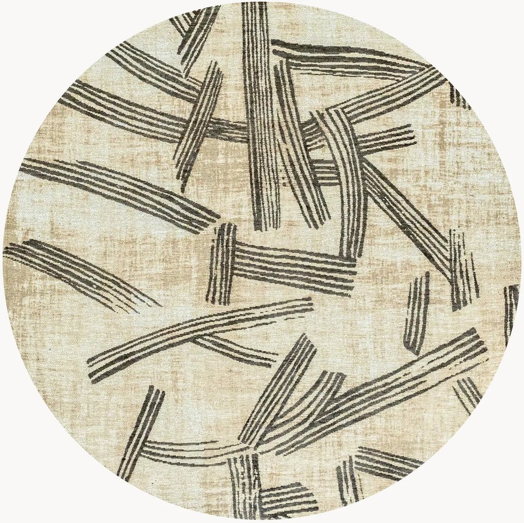 Tappeto rotondo jacquard lavabile da interno-esterno Kanji