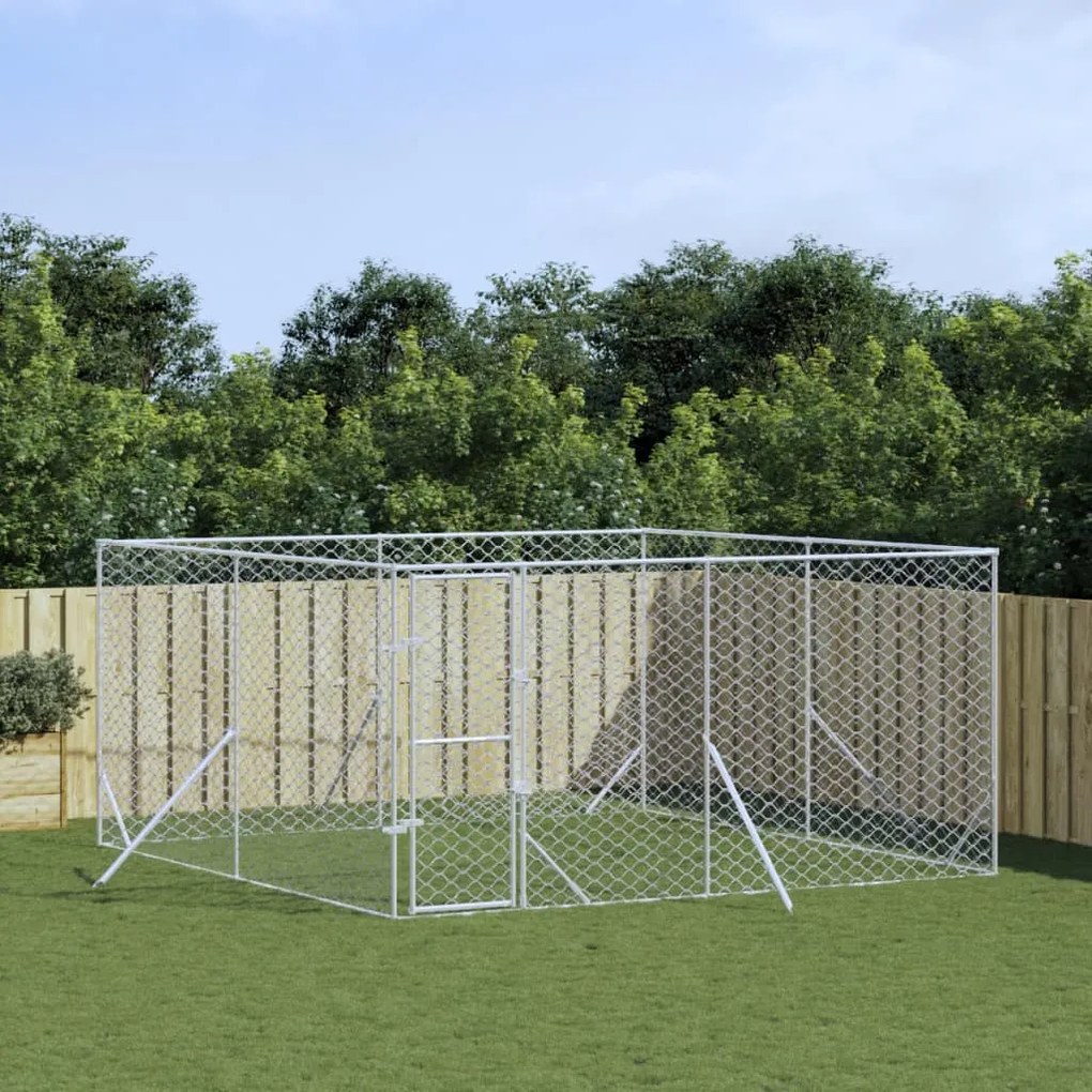 Cuccia Per Cani Da Esterno Argento 4x4x2 M İn Acciaio Zincato /