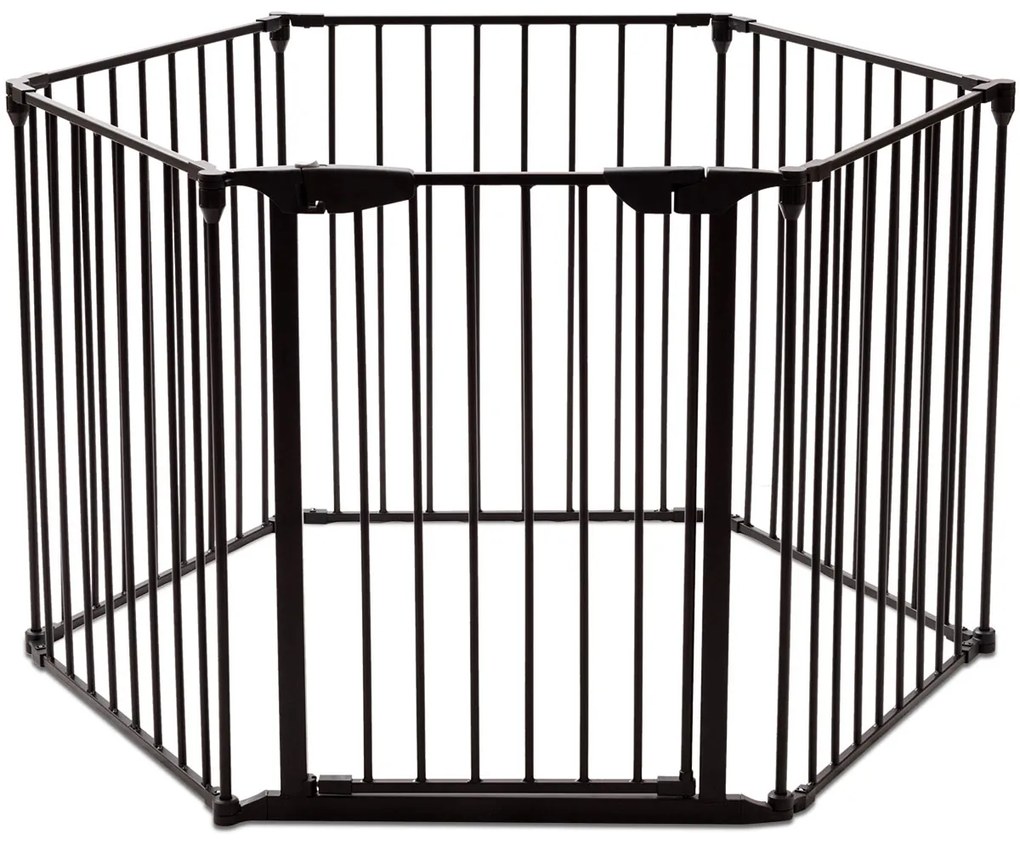 Costway Recinto pieghevole 6 pezzi Cancelleto di sicurezza in ferro 380x75cm Nero