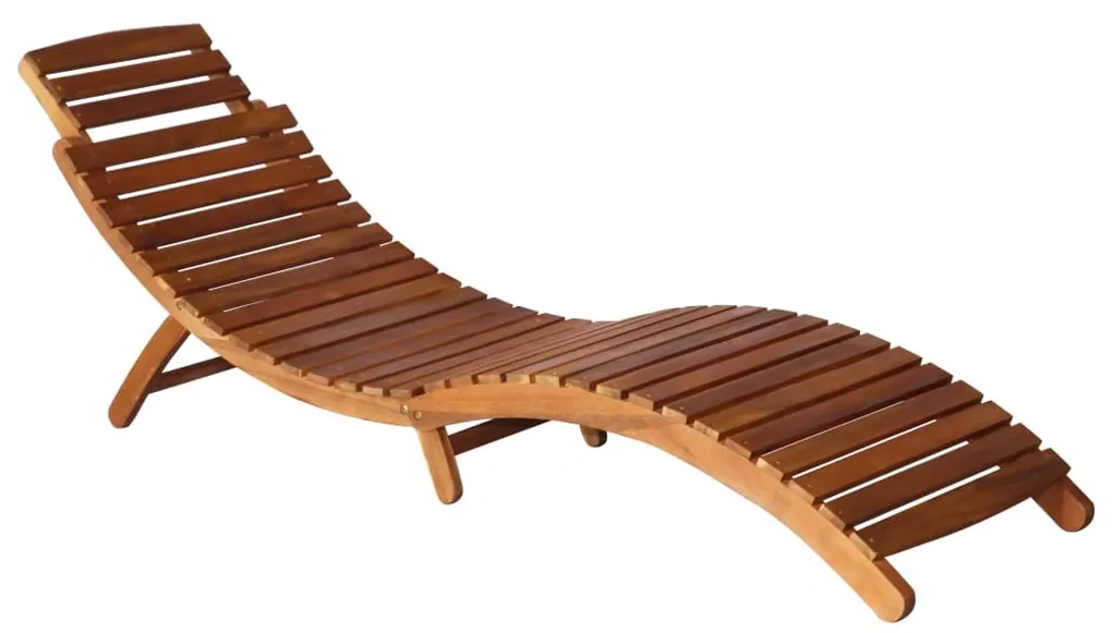 Lettino prendisole con tavolo in massello d'acacia marrone