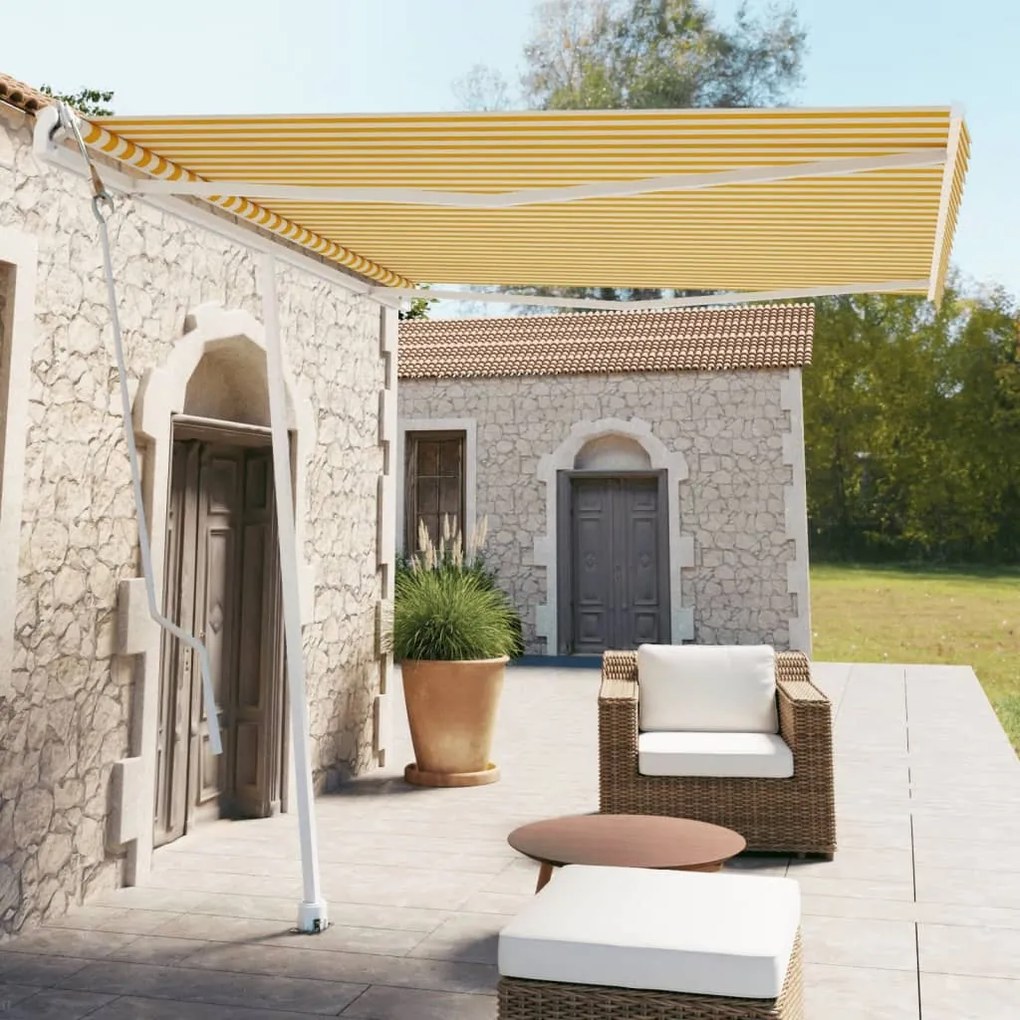 Tenda Da Sole Autoportante Automatica 300x250 Cm Gialla Bianca /