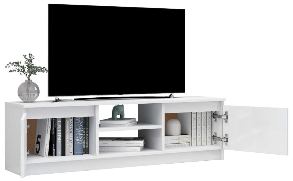 Mobile tv bianco lucido 120x30x35,5 cm in truciolato