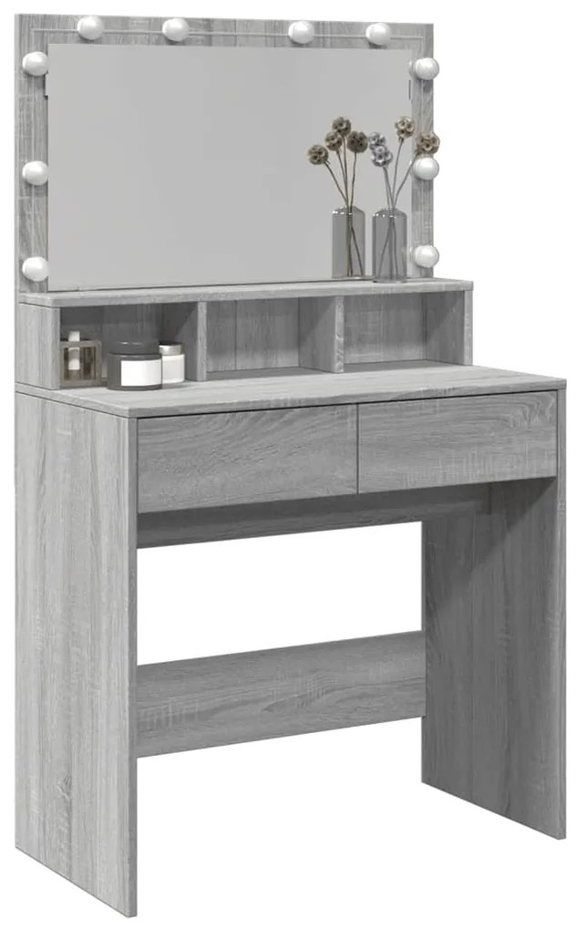 Toeletta con led grigio sonoma 80x41x134,5 cm