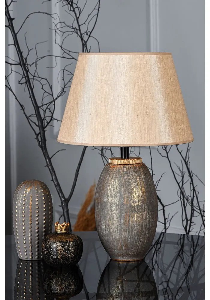 Lampada da tavolo grigia/beige con paralume in tessuto (altezza totale 46 cm) – Opviq lights