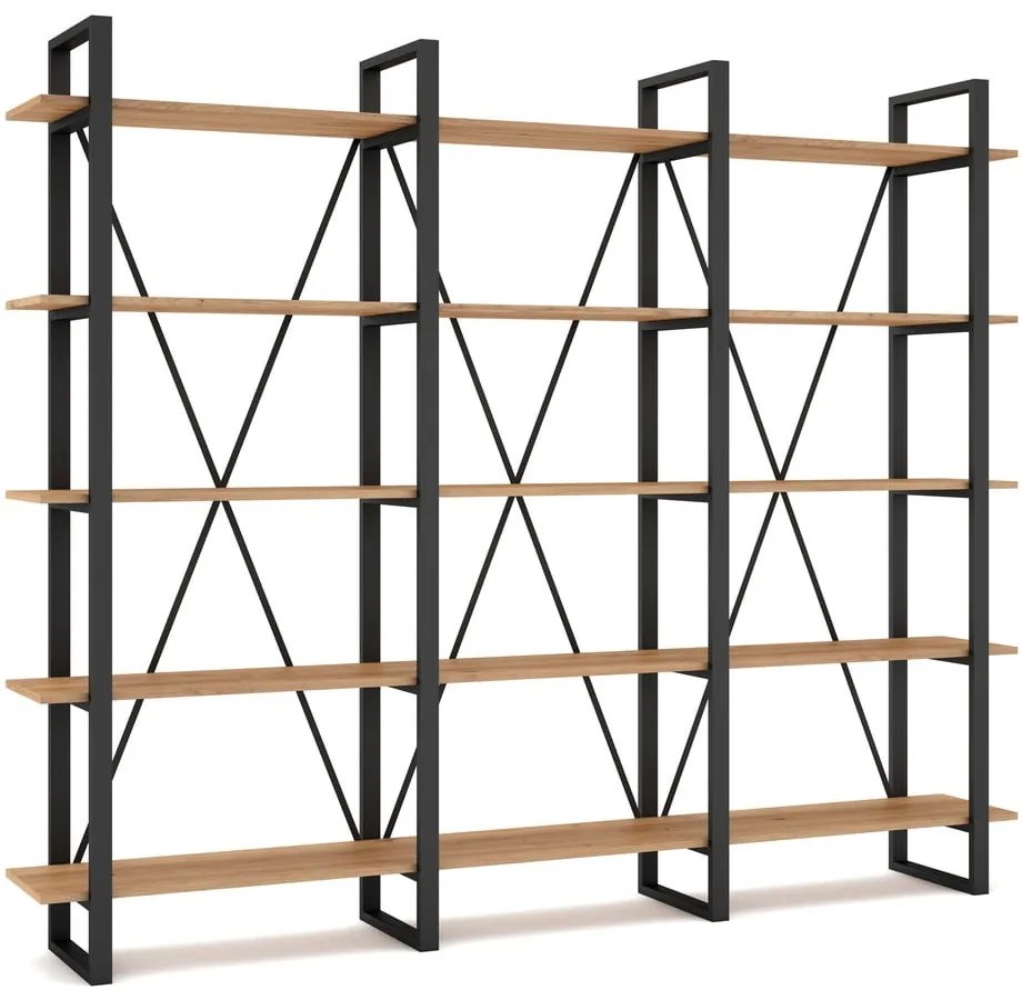 Scaffale in rovere nero/naturale 218x180 cm Aviva - Marckeric