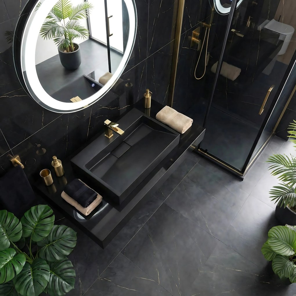 Lavabo in conglomerato GOYA BLACK MAT 70CM