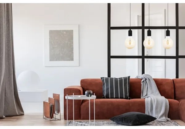 Lampadario a sospensione con filo MIROS 3xE27/60W/230V nero