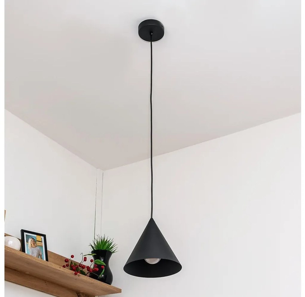 Lampadario a sospensione con cavo ETNA II 1xE27/15W/230V Ø 18,5 cm nero