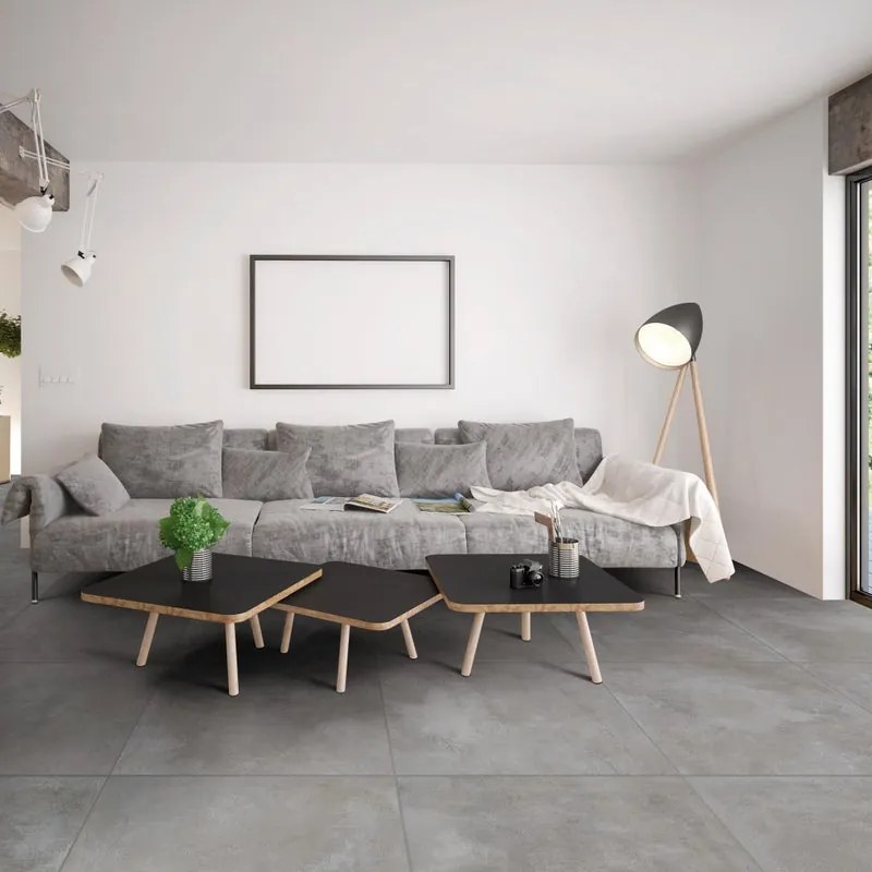 Piastrella da pavimento e rivestimento interno 81 x 81 cm Sp. 9.5 mm rettificato Emotion in gres porcellanato antracite opaco traffico intenso (pei 4/5) R9