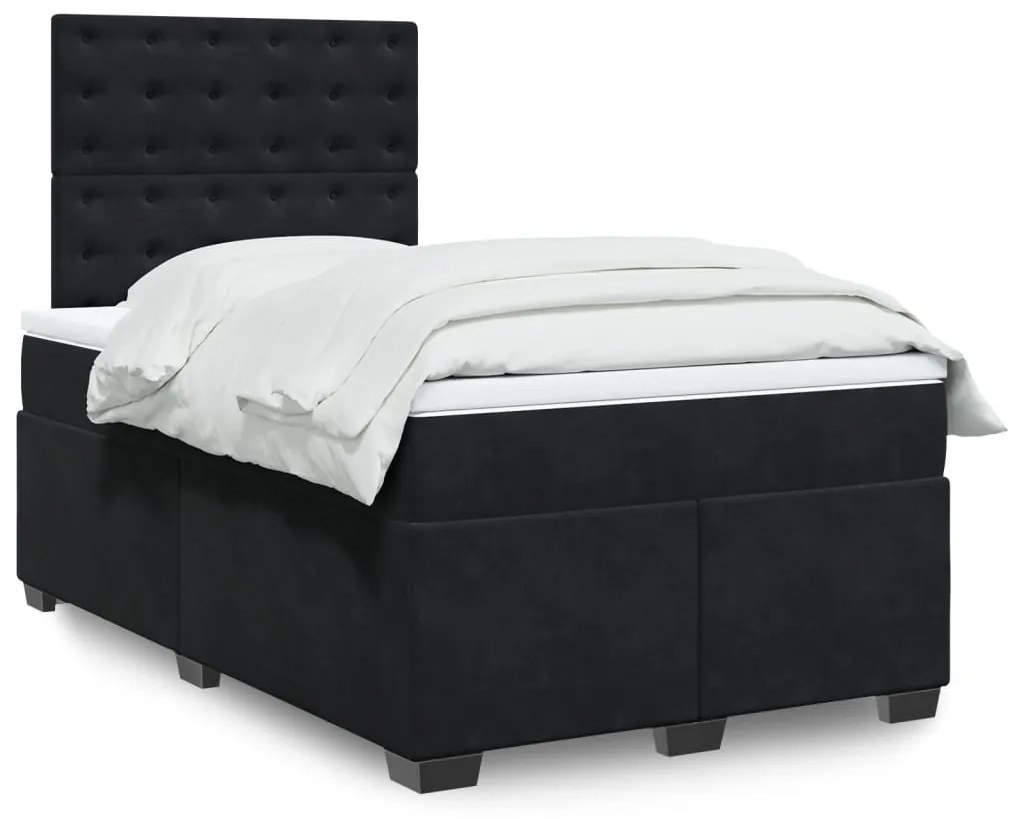 Giroletto A Molle Con Materasso Nero 120x200 Cm İn Velluto /