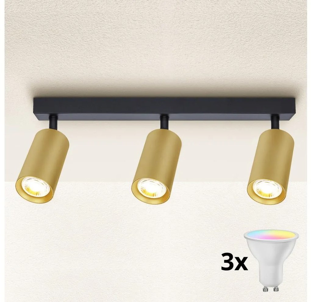 Brilagi - Faretto a LED dimmerabile SELE GOLDEN 3xGU10/6,5W/230V nero/oro