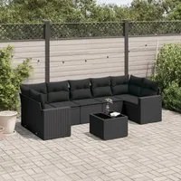 Set Divani da Giardino con Cuscini 8 pz Nero in Polyrattancod mxl 87485