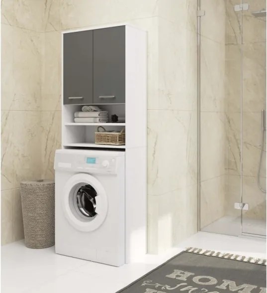 Mobile Coprilavatrice 2 Ante E Vani A Giorno 64x30x180 Diana Bianco/Grafite