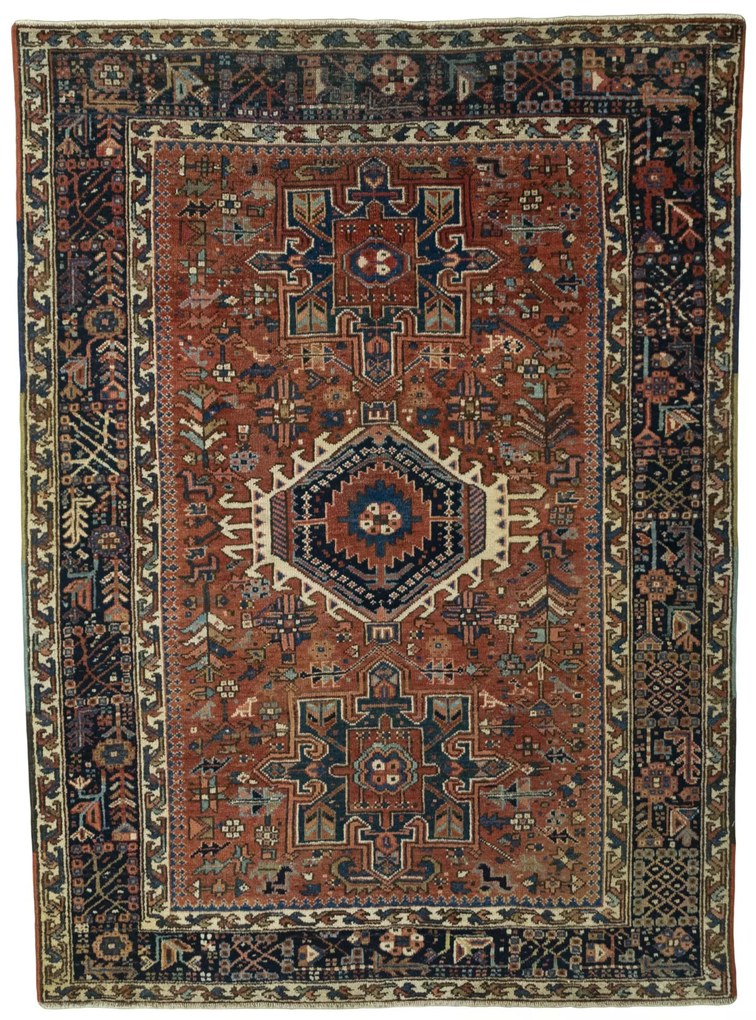 Heriz Tappeto persiano 140 x 190 Rosso (Iran) Annodato A Mano