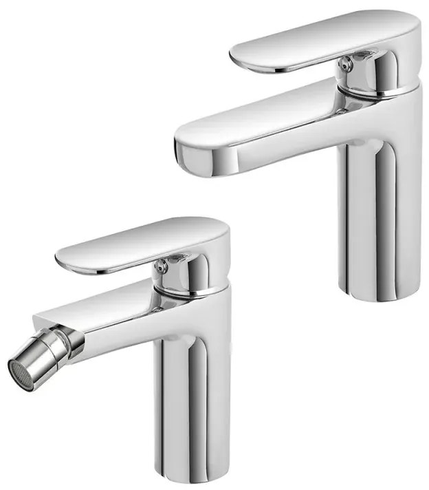 Set miscelatori lavabo e bidet Kreo in ottone con piletta click clack