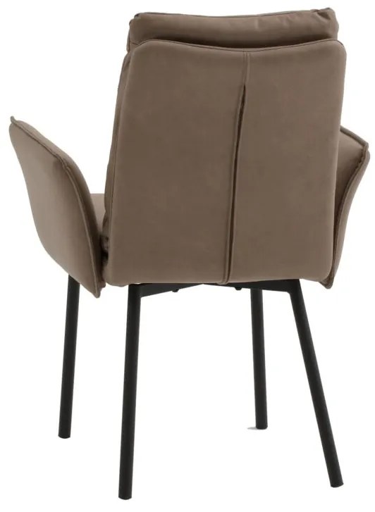Set di sedie MALIBÙ in similpelle marrone e gambe nere, con braccioli