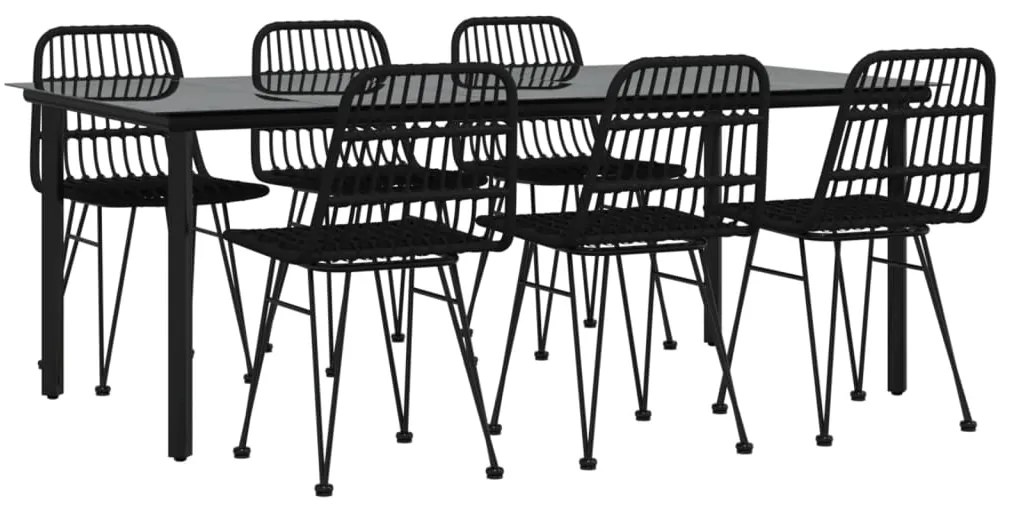 Set da pranzo da giardino 7 pz nero in polyrattan