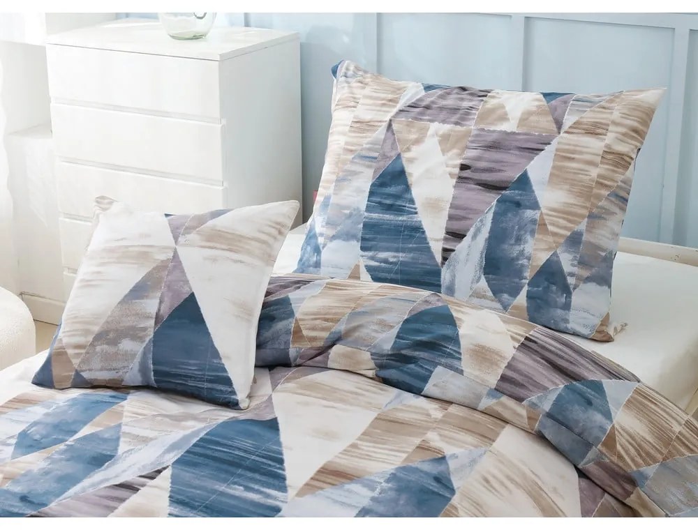 Biancheria da letto blu/marrone in microsatinato per letto singolo 3 pezzi 140x200 cm Eden – JAHU collections