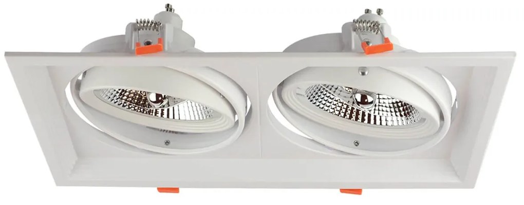 Faro da Incasso Orientabile Bianco - 2 lampade AR111 Foro 315x163mm