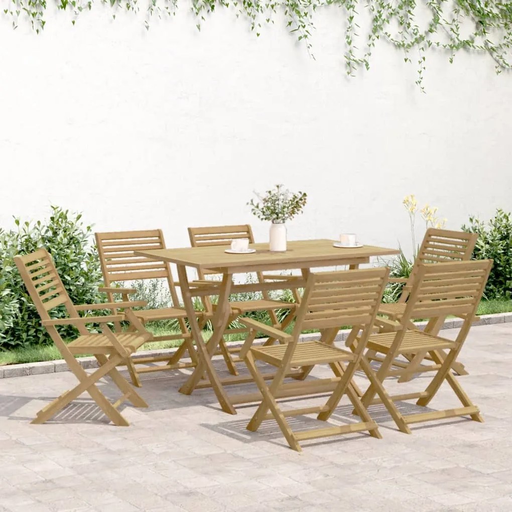 Set da pranzo da giardino 7 pz in legno massello di acacia