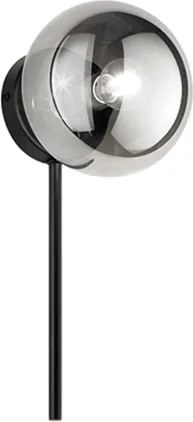 Applique D15 cm JEWEL in metallo Nero e diffusore in vetro soffiato Fumč