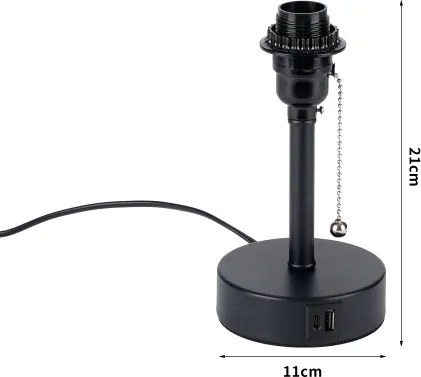 Brilagi - Lampada da tavolo con porta USB TABLON 1xE27/25W/230V nera