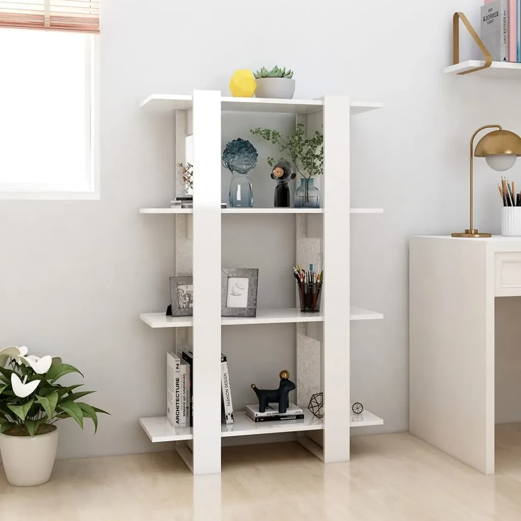 Libreria/divisorio bianco lucido 80x30x123,5 cm