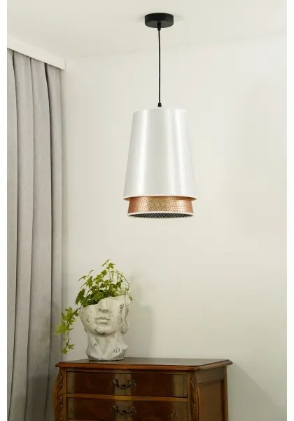 Duolla - Lampadario a sospensione con filo BELL SHINY 1xE27/15W/230V diametro 25 cm bianco/rame