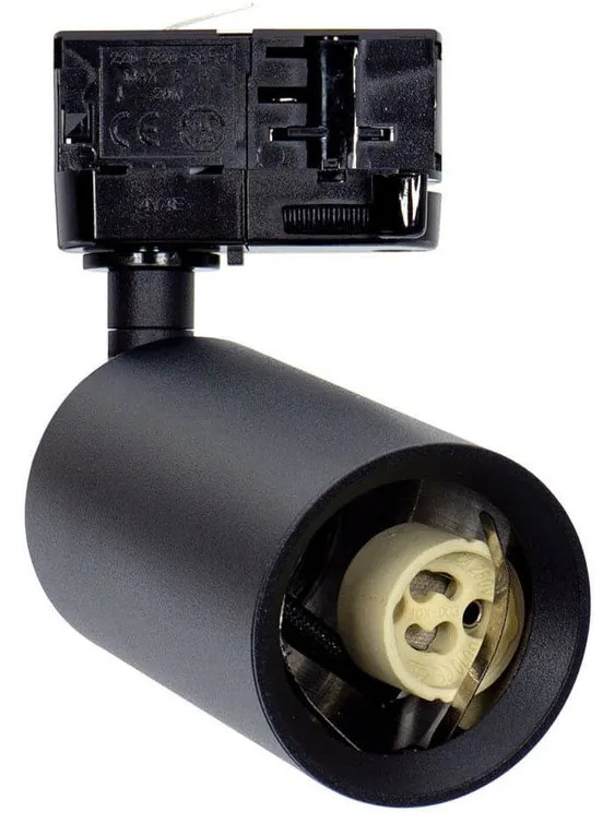 Faro GU10 per binario Trifase in alluminio Nero