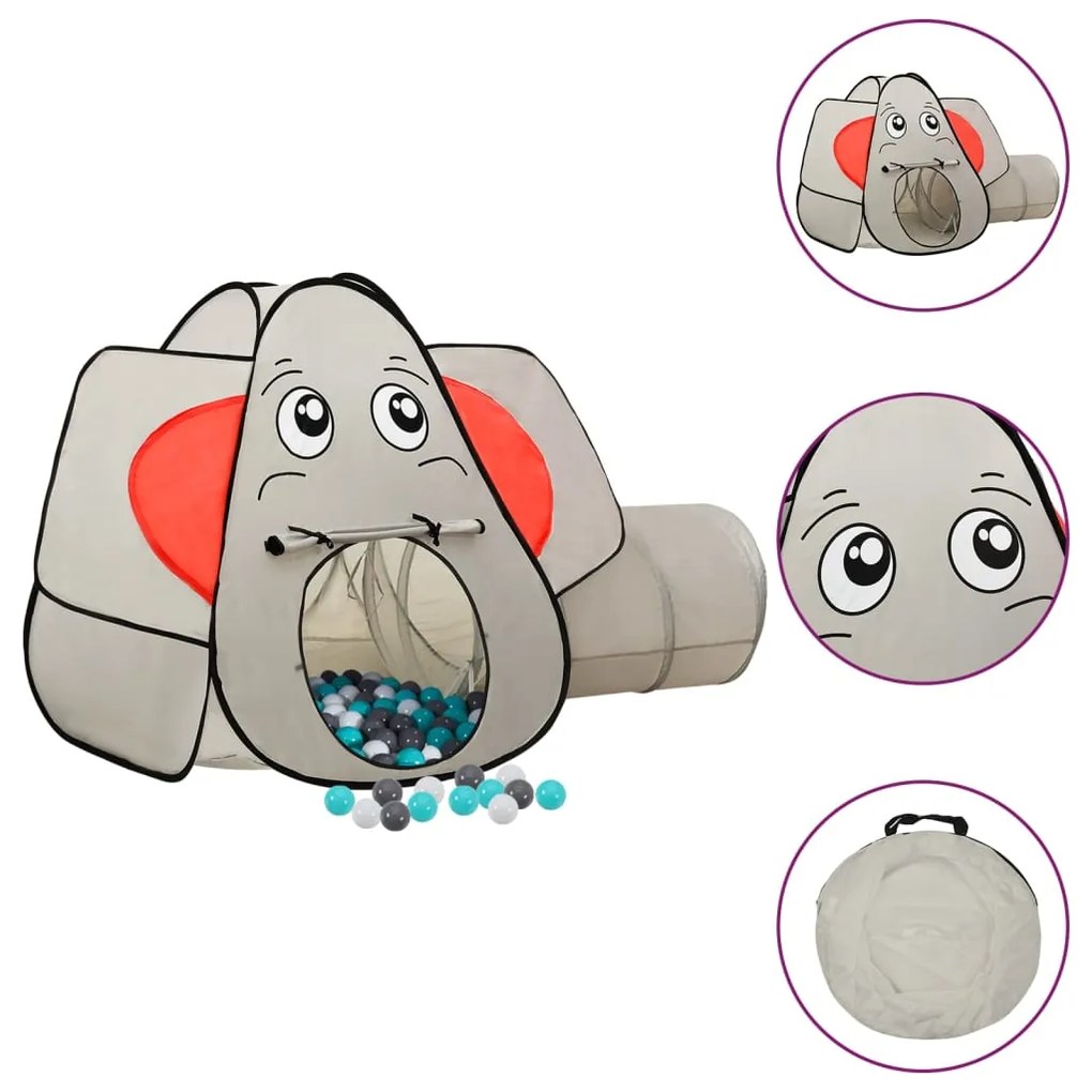 Tenda Gioco Bambini Elefante Grigio 250 Palline 174x86x101 Cm /
