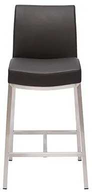 Sgabello da bar alluminio spazzolato PU nero 70cm set di 2 OLLY