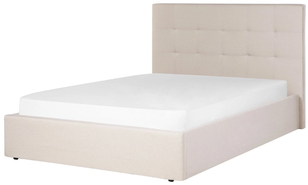 Letto matrimoniale contenitore tessuto beige 140 x 200 cm LORIENT Beliani