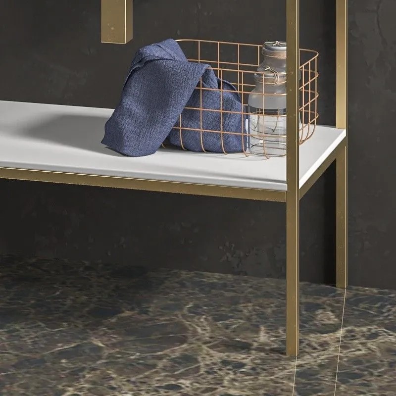 Kamalu - mobiletto metallico a terra 80 cm con lavabo e ripiano net-80