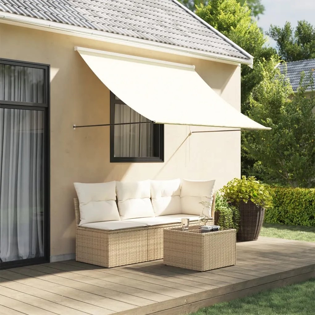 Tenda Da Sole Retrattile Crema 200x150 Cm İn Tessuto E Acciaio /