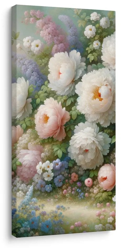 Quadro su tela – Peonie romantiche in un prato fiorito