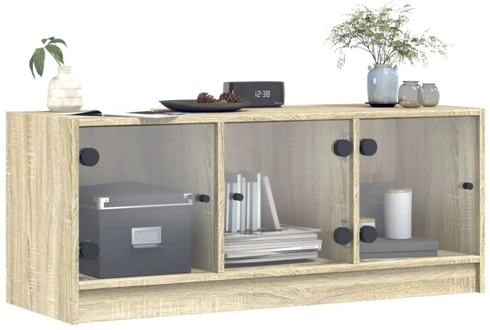 Mobile porta tv con ante in vetro rovere sonoma 102x37x42 cm